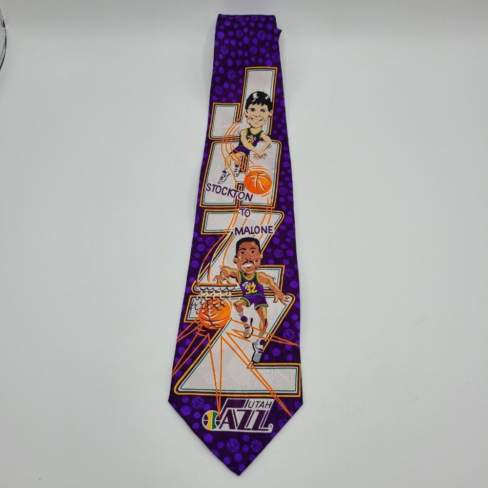 Rare Vintage NBA Jazz Tie Stockton to Malone Larry H. Miller Collectible